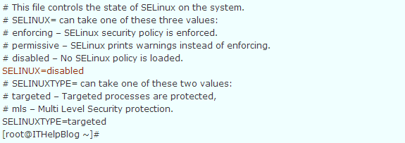 SELINUX=disabled