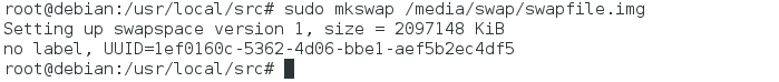 Создание образа swap командой mkswap