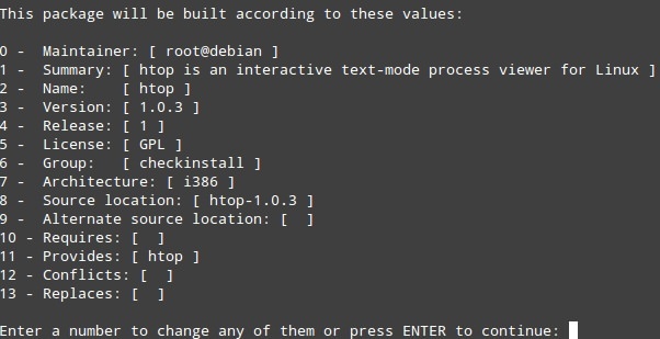 checkInstall Unix/Linux пример