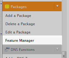 Feature Manager в cpanel