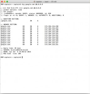 dig google.com @8.8.8.8
