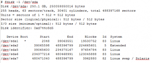fdisk -l /dev/sda