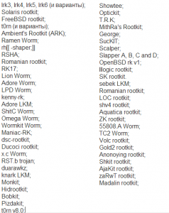 Список что может найти chkrootkit