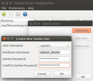 добавим нового пользователя для samba в Ubuntu 14.04