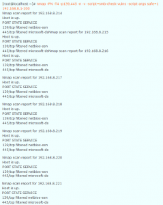 nmap -PN -T4 -p139,445 -n -v -script=smb-check-vulns -script-args safe=1