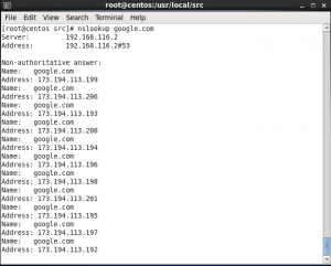 использования nslookup на примере google