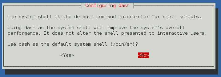 переконфигурирование dash в bash на Debian
