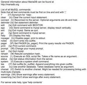 команды для MariaDB