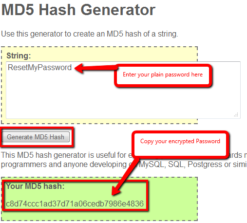 Hash generator. Md5 hash.