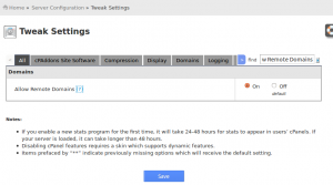 меняем настройки в Tweak Settings для cPanel