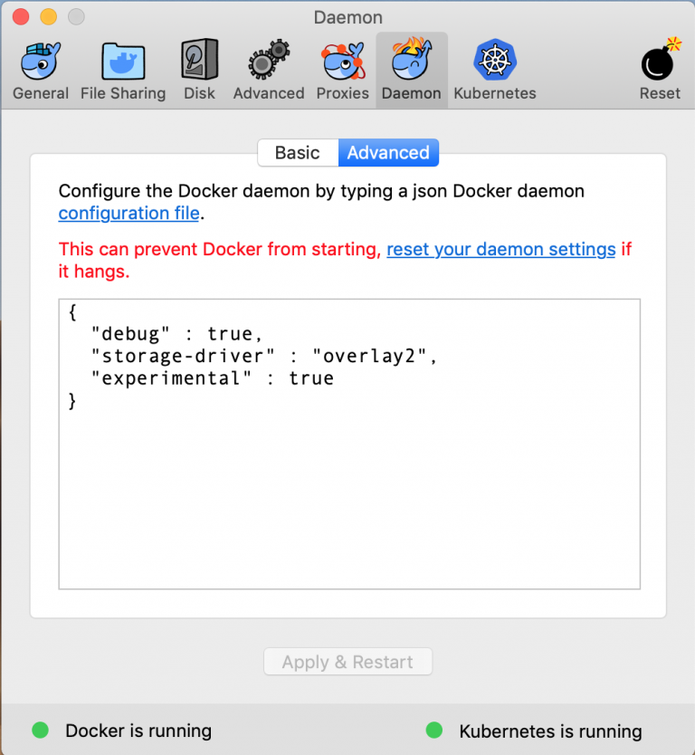 Proxy daemon. Docker proxy. Restart required Mac.